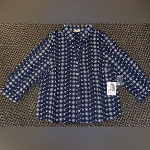 Jaclyn Smith Navy Floral Button-Up Shirt